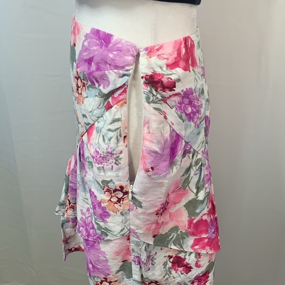Express High Waist Floral Asymmetrical Ruffled Mini Skirt - Picture 8 of 15